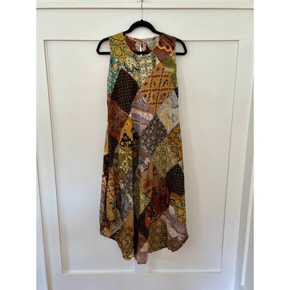 JADED GYPSY Dresses & Skirts - NEW NWT Jaded Gypsy Patchwork Midi Dress High Neck Gold/Brown Size‎ S/M